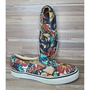 Sperry Topsiders Boat Shoes Sneakers Slip On Seaside Hawaii Flowers Mens 10